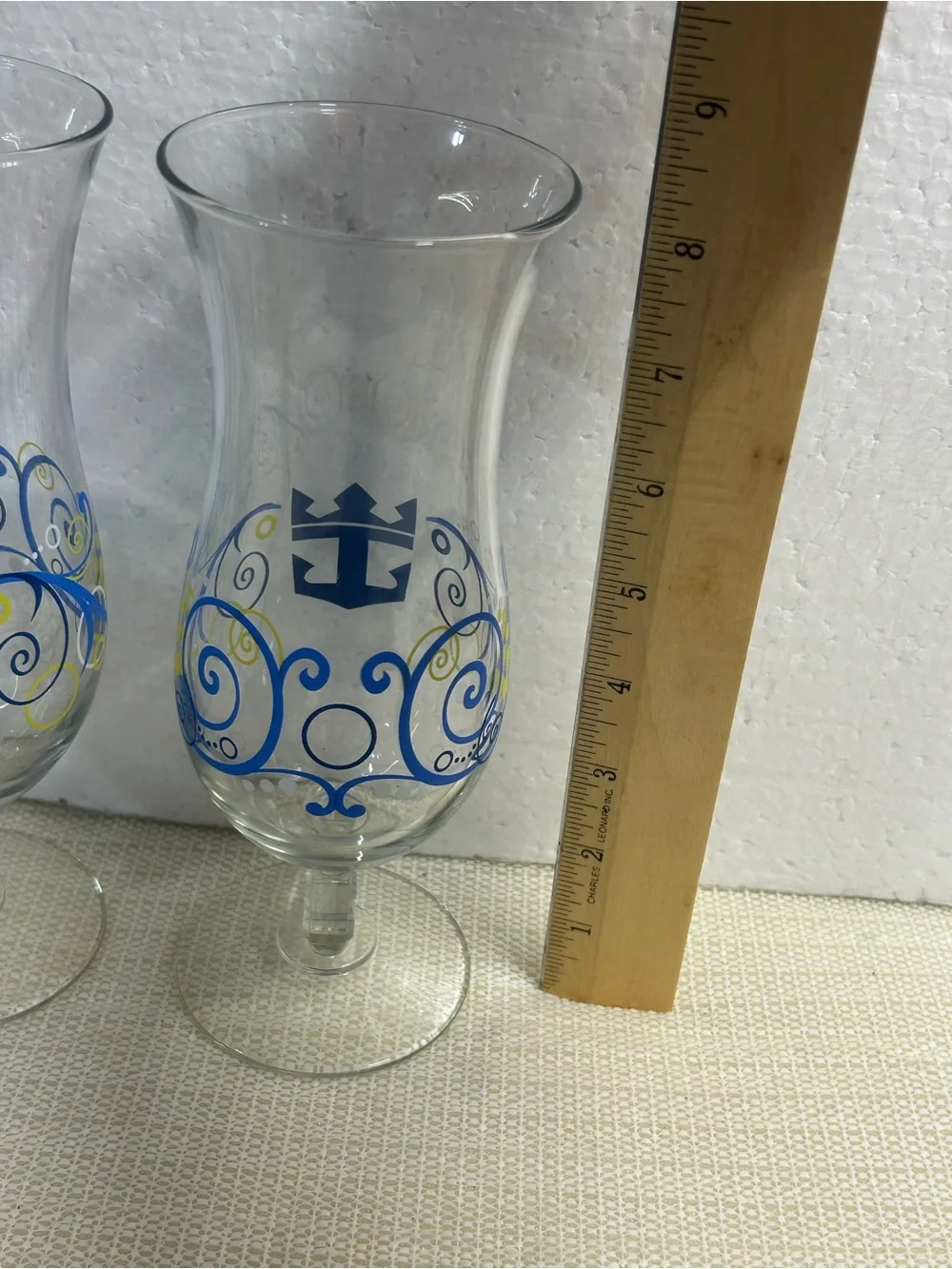 Royal Blue Decorative Hurricane Glasses - Set of 2